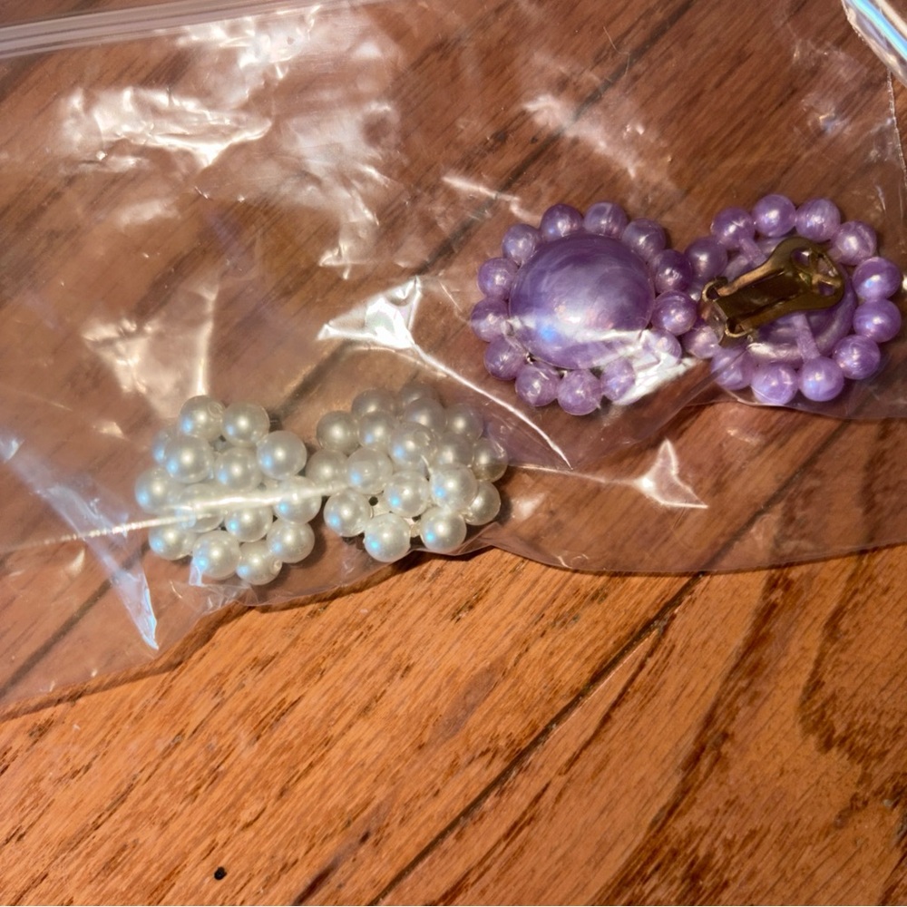 Elegant Pearl and Purple Clip-On Earrings bundle deal